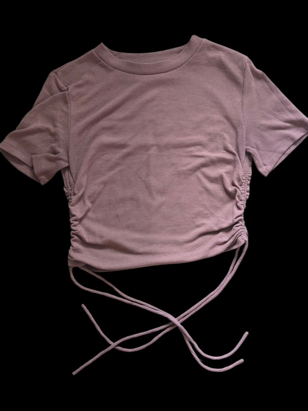 Zara Dusty Lavender Ribbed Side-Tie Crop Top